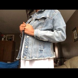 Hollister Jean jacket with flowered frame back